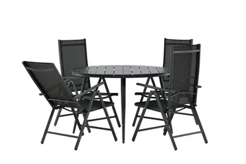 Break Matgrupp Utomhus Rund 120cm + 4 Break Positionsstol - Svart - Utemöbler & utemiljö - Utegrupp - Matgrupp utomhus