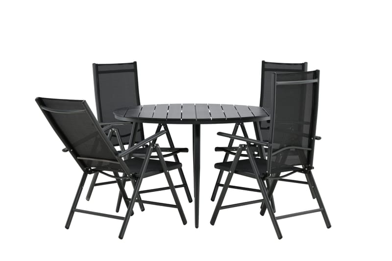 Break Matgrupp Utomhus Rund 120cm + 4 Break Positionsstol - Svart - Utemöbler & utemiljö - Utegrupp - Matgrupp utomhus