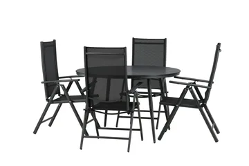 Break Matgrupp Utomhus Rund 120cm + 4 Break Positionsstol - Svart - Utemöbler & utemiljö - Utegrupp - Matgrupp utomhus