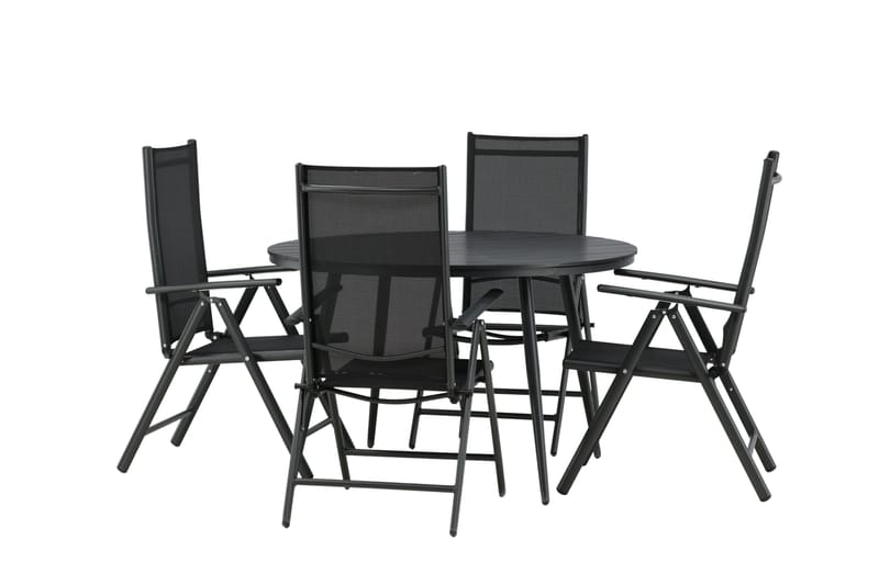 Break Matgrupp Utomhus Rund 120cm + 4 Break Positionsstol - Svart - Utemöbler & utemiljö - Utegrupp - Matgrupp utomhus