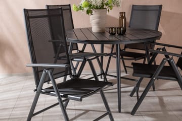 Break Matgrupp Utomhus Rund 120cm + 4 Break Positionsstol - Svart - Utemöbler & utemiljö - Utegrupp - Matgrupp utomhus