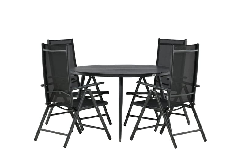 Break Matgrupp Utomhus Rund 120cm + 4 Break Positionsstol - Svart - Utemöbler & utemiljö - Utegrupp - Matgrupp utomhus