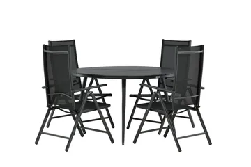 Break Matgrupp Utomhus Rund 120cm + 4 Break Positionsstol - Svart - Utemöbler & utemiljö - Utegrupp - Matgrupp utomhus