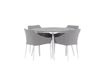 Break Matgrupp Utomhus Rund 150 cm + 4 Spoga Matstol - Vit/Grå - Utemöbler & utemiljö - Utegrupp - Matgrupp utomhus