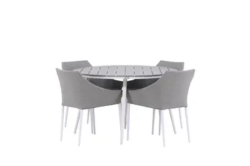 Break Matgrupp Utomhus Rund 150 cm + 4 Spoga Matstol - Vit/Grå - Utemöbler & utemiljö - Utegrupp - Matgrupp utomhus