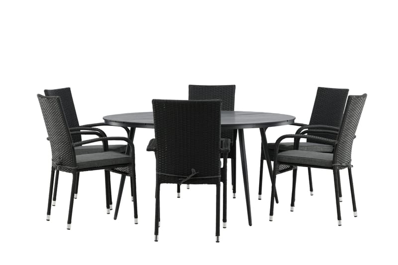 Break Matgrupp Utomhus Rund 150 cm + 6 Anna Matstol - Svart - Utemöbler & utemiljö - Utegrupp - Matgrupp utomhus