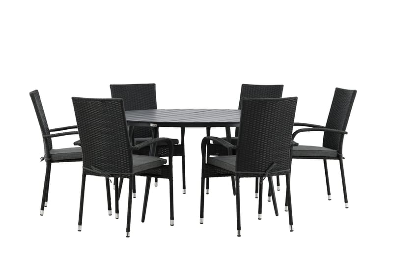 Break Matgrupp Utomhus Rund 150 cm + 6 Anna Matstol - Svart - Utemöbler & utemiljö - Utegrupp - Matgrupp utomhus