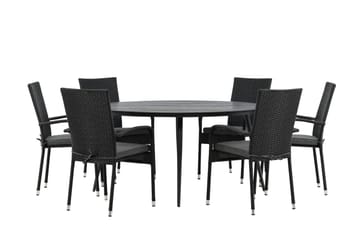 Break Matgrupp Utomhus Rund 150 cm + 6 Anna Matstol - Svart - Utemöbler & utemiljö - Utegrupp - Matgrupp utomhus