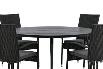 Break Matgrupp Utomhus Rund 150 cm + 6 Anna Matstol - Svart - Utemöbler & utemiljö - Utegrupp - Matgrupp utomhus