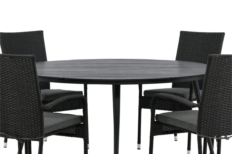 Break Matgrupp Utomhus Rund 150 cm + 6 Anna Matstol - Svart - Utemöbler & utemiljö - Utegrupp - Matgrupp utomhus