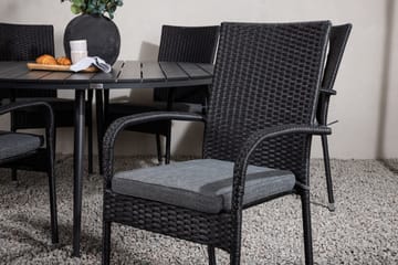 Break Matgrupp Utomhus Rund 150 cm + 6 Anna Matstol - Svart - Utemöbler & utemiljö - Utegrupp - Matgrupp utomhus