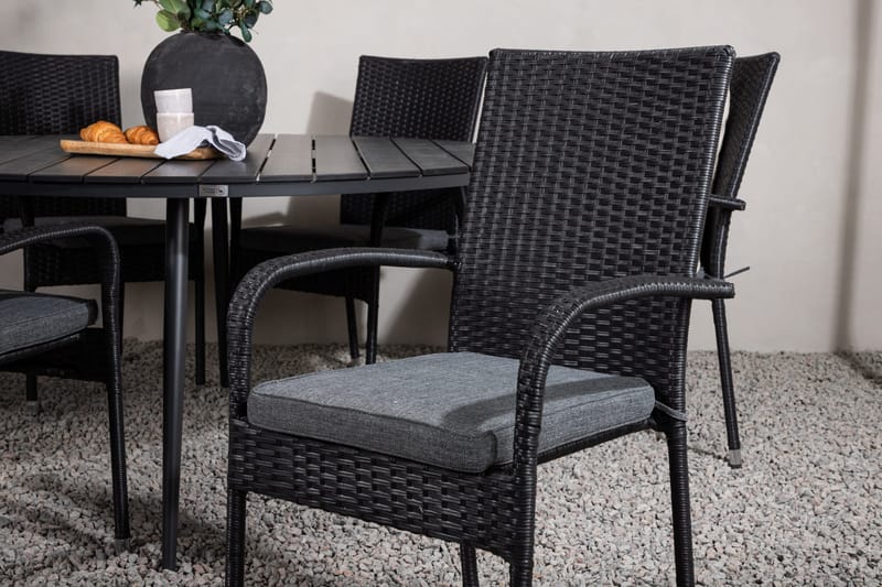 Break Matgrupp Utomhus Rund 150 cm + 6 Anna Matstol - Svart - Utemöbler & utemiljö - Utegrupp - Matgrupp utomhus