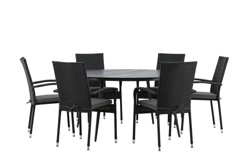 Break Matgrupp Utomhus Rund 150 cm + 6 Anna Matstol - Svart - Utemöbler & utemiljö - Utegrupp - Matgrupp utomhus