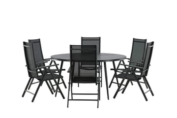 Break Matgrupp Utomhus Rund 150 cm + 6 Break Positionsstol - Svart - Utemöbler & utemiljö - Utegrupp - Matgrupp utomhus