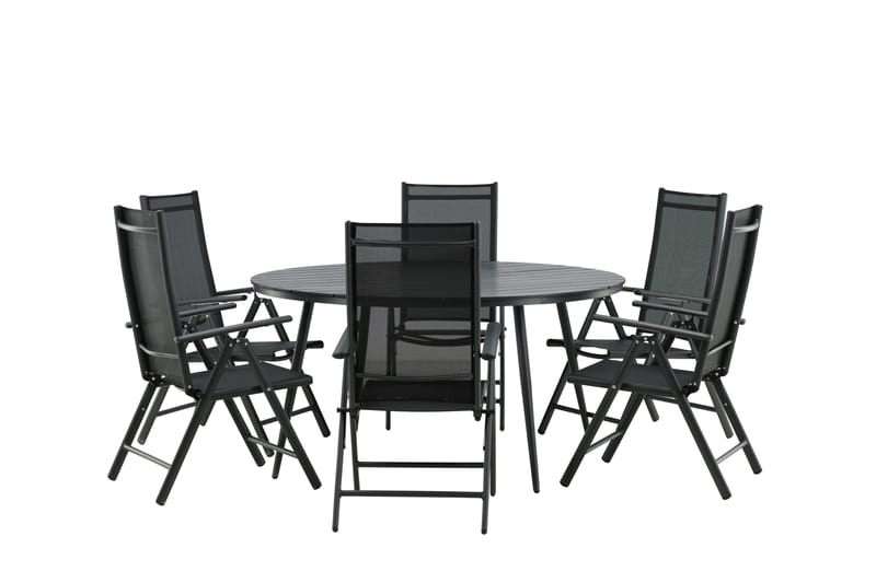 Break Matgrupp Utomhus Rund 150 cm + 6 Break Positionsstol - Svart - Utemöbler & utemiljö - Utegrupp - Matgrupp utomhus