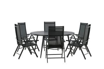 Break Matgrupp Utomhus Rund 150 cm + 6 Break Positionsstol - Svart - Utemöbler & utemiljö - Utegrupp - Matgrupp utomhus