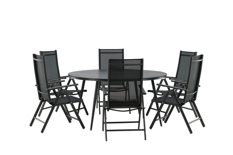Break Matgrupp Utomhus Rund 150 cm + 6 Break Positionsstol - Svart - Utemöbler & utemiljö - Utegrupp - Matgrupp utomhus