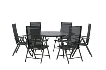 Break Matgrupp Utomhus Rund 150 cm + 6 Break Positionsstol - Svart - Utemöbler & utemiljö - Utegrupp - Matgrupp utomhus
