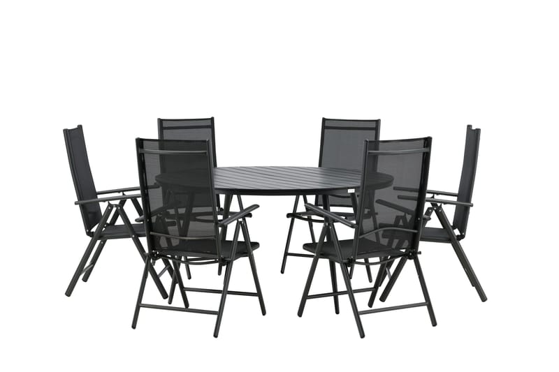 Break Matgrupp Utomhus Rund 150 cm + 6 Break Positionsstol - Svart - Utemöbler & utemiljö - Utegrupp - Matgrupp utomhus