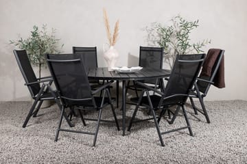 Break Matgrupp Utomhus Rund 150 cm + 6 Break Positionsstol - Svart - Utemöbler & utemiljö - Utegrupp - Matgrupp utomhus