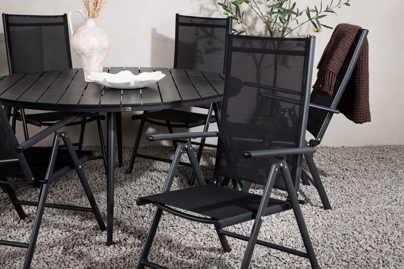 Break Matgrupp Utomhus Rund 150 cm + 6 Break Positionsstol - Svart - Utemöbler & utemiljö - Utegrupp - Matgrupp utomhus