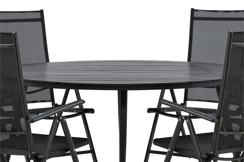 Break Matgrupp Utomhus Rund 150 cm + 6 Break Positionsstol - Svart - Utemöbler & utemiljö - Utegrupp - Matgrupp utomhus