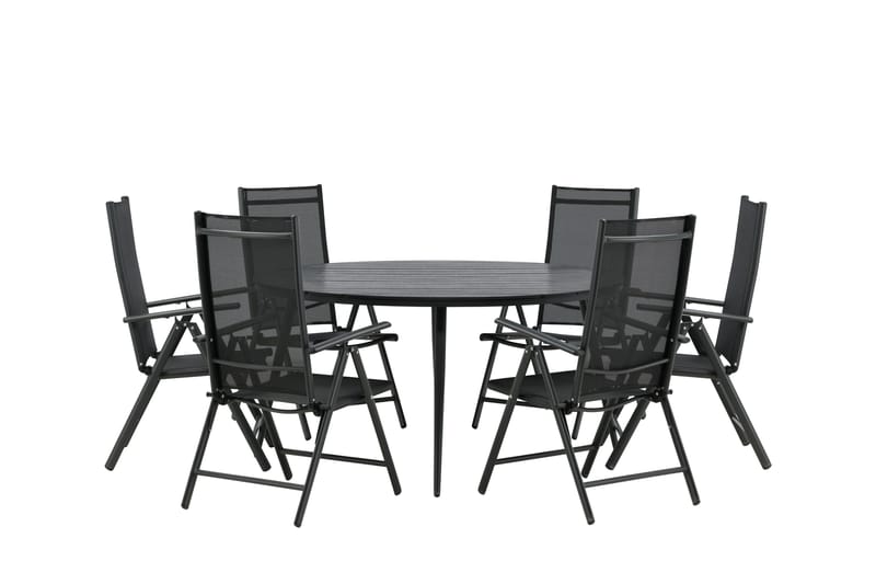 Break Matgrupp Utomhus Rund 150 cm + 6 Break Positionsstol - Svart - Utemöbler & utemiljö - Utegrupp - Matgrupp utomhus