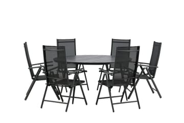 Break Matgrupp Utomhus Rund 150 cm + 6 Break Positionsstol - Svart - Utemöbler & utemiljö - Utegrupp - Matgrupp utomhus