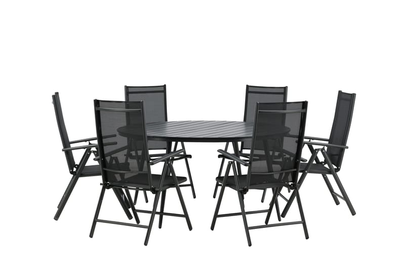 Break Matgrupp Utomhus Rund 150 cm + 6 Break Positionsstol - Svart - Utemöbler & utemiljö - Utegrupp - Matgrupp utomhus