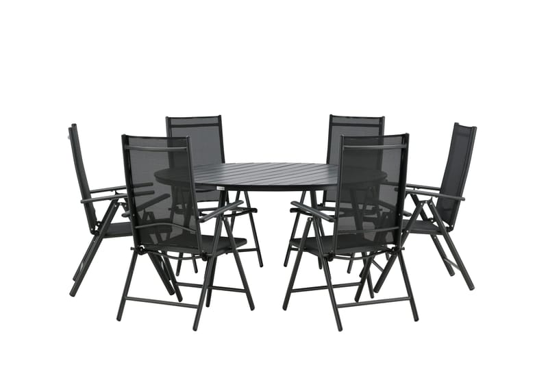 Break Matgrupp Utomhus Rund 150 cm + 6 Break Positionsstol - Svart - Utemöbler & utemiljö - Utegrupp - Matgrupp utomhus