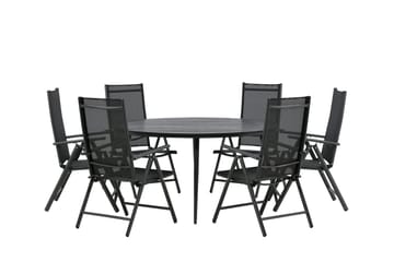 Break Matgrupp Utomhus Rund 150 cm + 6 Break Positionsstol - Svart - Utemöbler & utemiljö - Utegrupp - Matgrupp utomhus