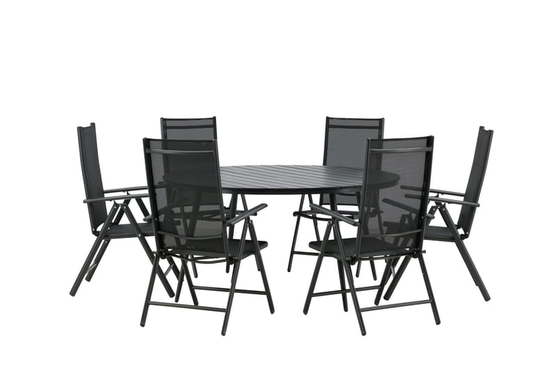 Break Matgrupp Utomhus Rund 150 cm + 6 Break Positionsstol - Svart - Utemöbler & utemiljö - Utegrupp - Matgrupp utomhus