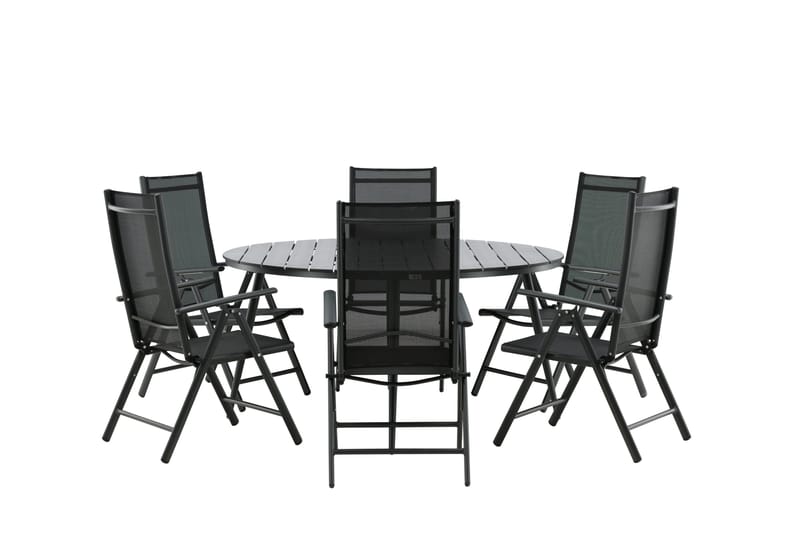 Break Matgrupp Utomhus Rund 150 cm + 6 Break Positionsstol - Svart - Utemöbler & utemiljö - Utegrupp - Matgrupp utomhus