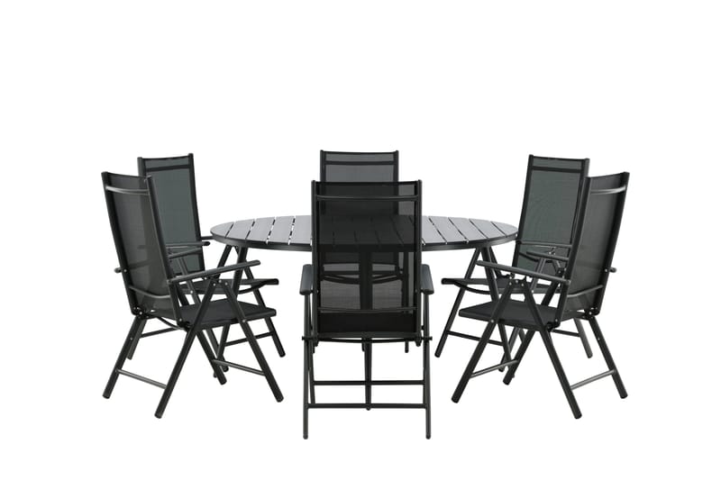Break Matgrupp Utomhus Rund 150 cm + 6 Break Positionsstol - Svart - Utemöbler & utemiljö - Utegrupp - Matgrupp utomhus