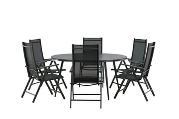 Break Matgrupp Utomhus Rund 150 cm + 6 Break Positionsstol - Svart - Utemöbler & utemiljö - Utegrupp - Matgrupp utomhus