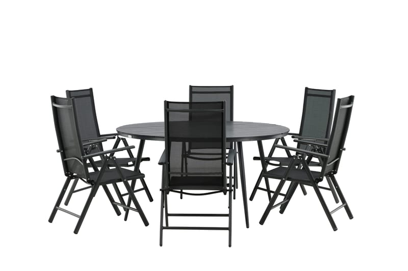 Break Matgrupp Utomhus Rund 150 cm + 6 Break Positionsstol - Svart - Utemöbler & utemiljö - Utegrupp - Matgrupp utomhus