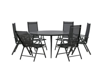 Break Matgrupp Utomhus Rund 150 cm + 6 Break Positionsstol - Svart - Utemöbler & utemiljö - Utegrupp - Matgrupp utomhus