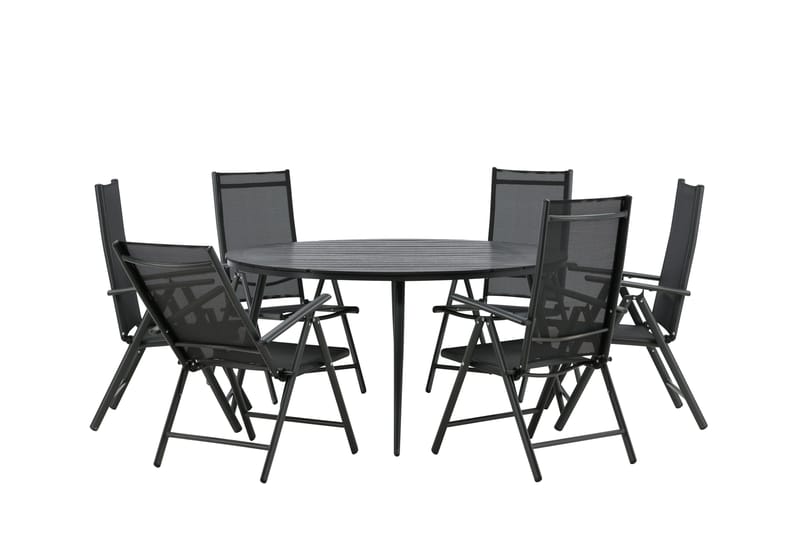 Break Matgrupp Utomhus Rund 150 cm + 6 Break Positionsstol - Svart - Utemöbler & utemiljö - Utegrupp - Matgrupp utomhus