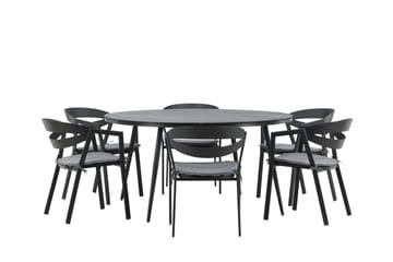 Break Matgrupp Utomhus Rund 150 cm + 6 Slit Matstol - Svart - Utemöbler & utemiljö - Utegrupp - Matgrupp utomhus