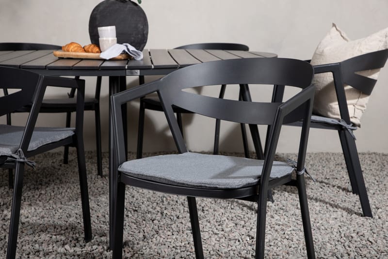 Break Matgrupp Utomhus Rund 150 cm + 6 Slit Matstol - Svart - Utemöbler & utemiljö - Utegrupp - Matgrupp utomhus