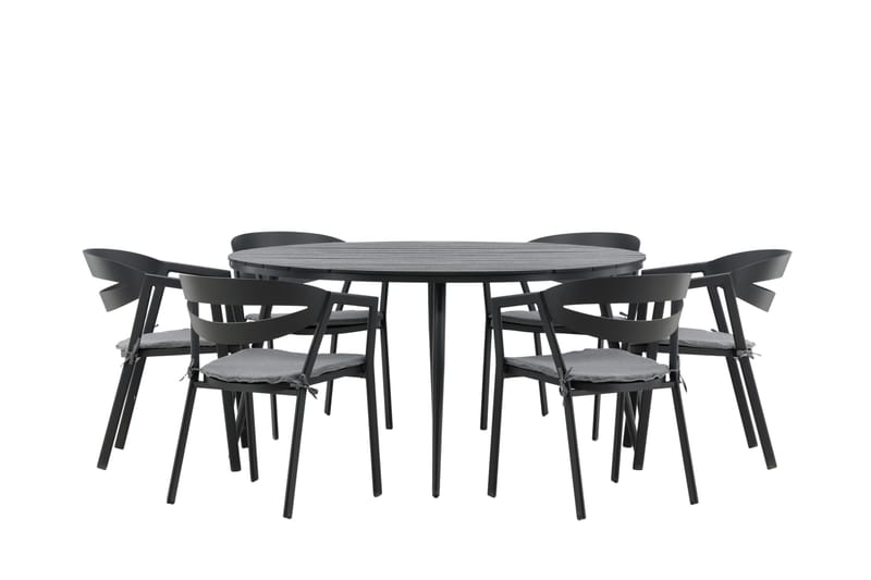 Break Matgrupp Utomhus Rund 150 cm + 6 Slit Matstol - Svart - Utemöbler & utemiljö - Utegrupp - Matgrupp utomhus