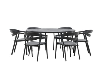 Break Matgrupp Utomhus Rund 150 cm + 6 Slit Matstol - Svart - Utemöbler & utemiljö - Utegrupp - Matgrupp utomhus