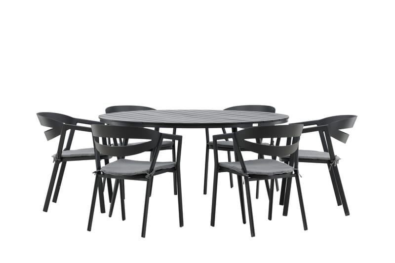 Break Matgrupp Utomhus Rund 150 cm + 6 Slit Matstol - Svart - Utemöbler & utemiljö - Utegrupp - Matgrupp utomhus