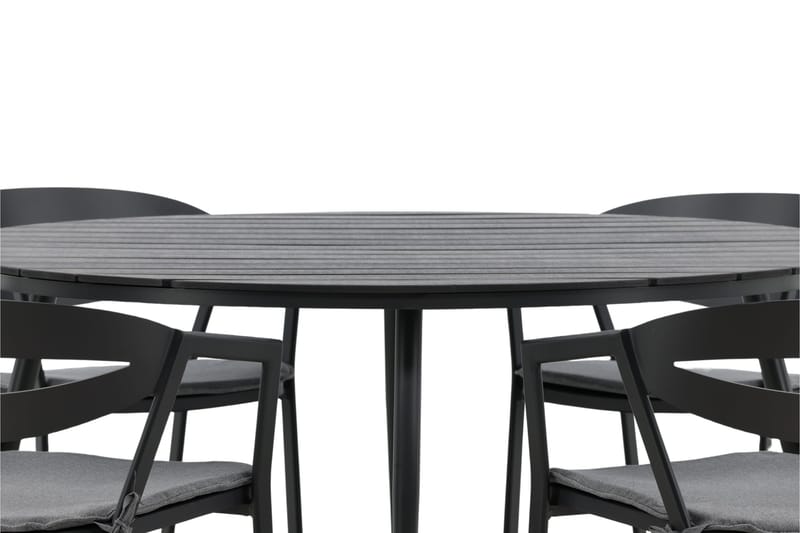 Break Matgrupp Utomhus Rund 150 cm + 6 Slit Matstol, Svart
