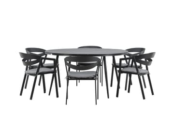 Break Matgrupp Utomhus Rund 150 cm + 6 Slit Matstol - Svart - Utemöbler & utemiljö - Utegrupp - Matgrupp utomhus