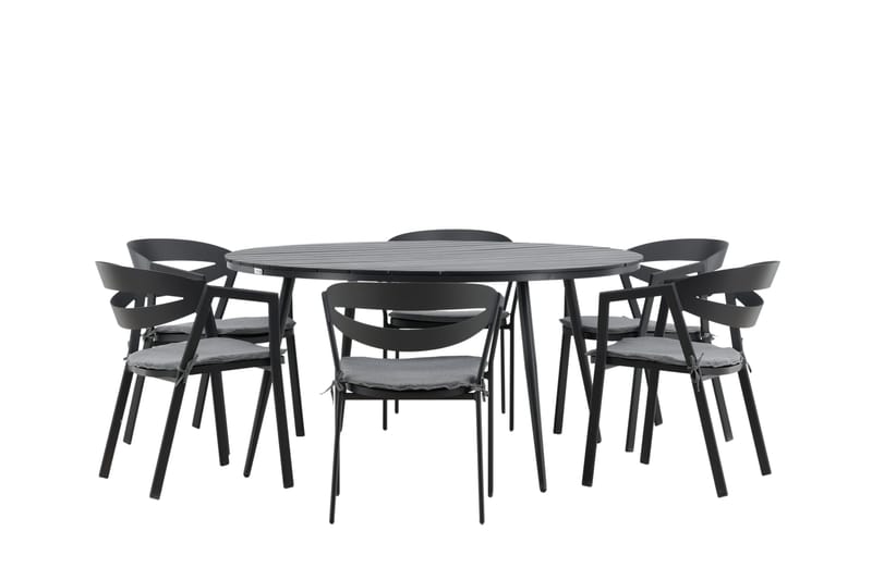 Break Matgrupp Utomhus Rund 150 cm + 6 Slit Matstol - Svart - Utemöbler & utemiljö - Utegrupp - Matgrupp utomhus