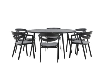 Break Matgrupp Utomhus Rund 150 cm + 6 Slit Matstol - Svart - Utemöbler & utemiljö - Utegrupp - Matgrupp utomhus