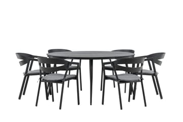 Break Matgrupp Utomhus Rund 150 cm + 6 Slit Matstol - Svart - Utemöbler & utemiljö - Utegrupp - Matgrupp utomhus