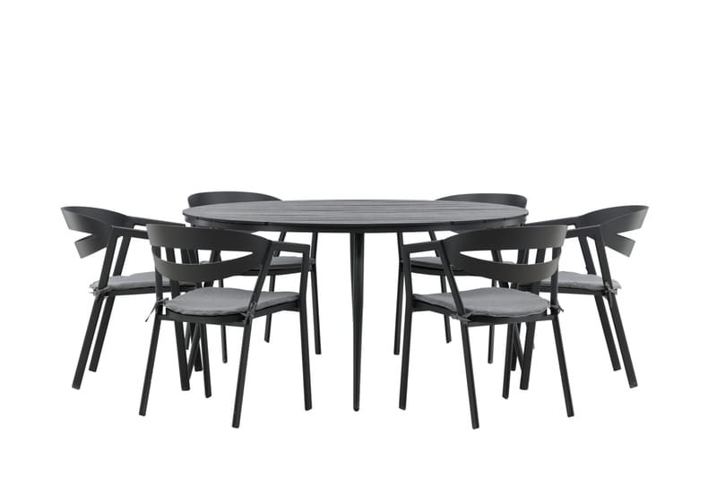 Break Matgrupp Utomhus Rund 150 cm + 6 Slit Matstol - Svart - Utemöbler & utemiljö - Utegrupp - Matgrupp utomhus