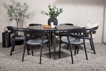 Break Matgrupp Utomhus Rund 150 cm + 6 Slit Matstol - Svart - Utemöbler & utemiljö - Utegrupp - Matgrupp utomhus